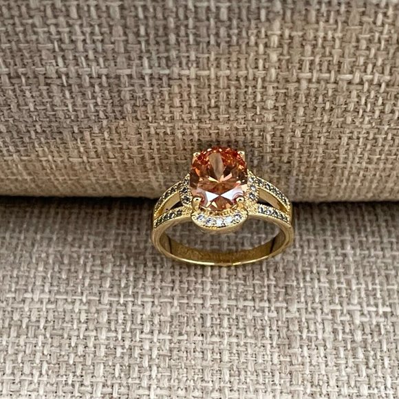 Women Rings Gold Plated Fashion Jewelry Rings Lab Created Stone Size 8 - Picture 10 of 12